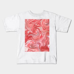 Gentle Pink Silk Marble - Pastel and Hot Pink with White Liquid Paint PatternPattern Kids T-Shirt